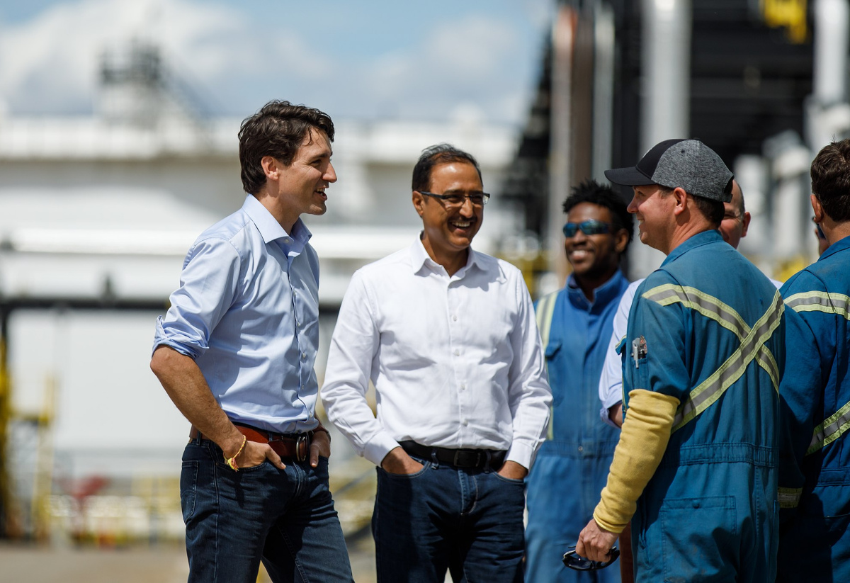 Justin Trudeau with Workers in Alberta